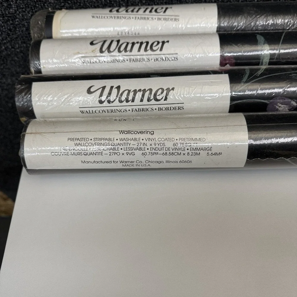 Warner‎ Wallpaper EBY4046 Floral Tulip Black Vinyl Wallpaper 4 Rolls 27in x 9yd